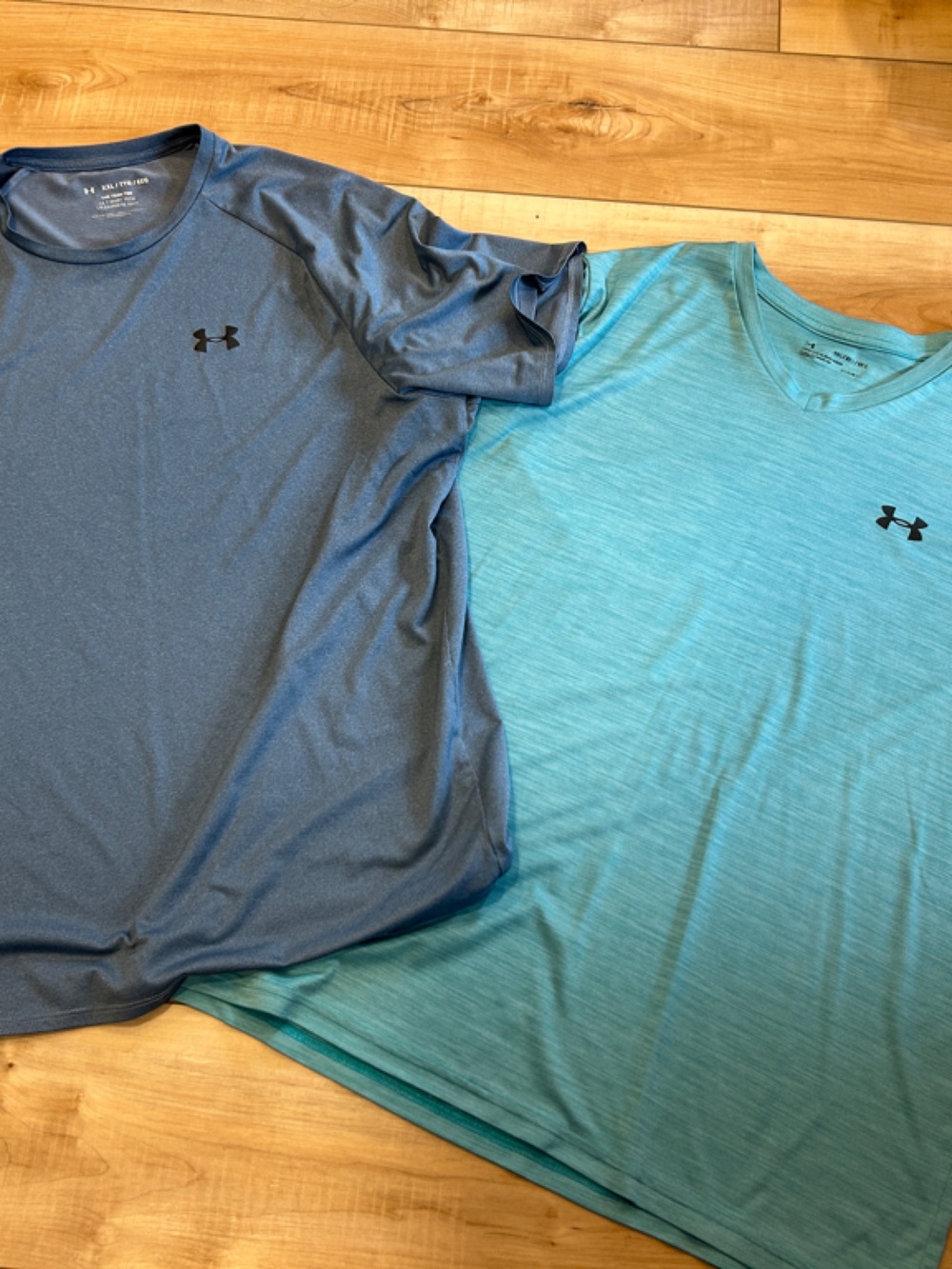 2-Under Armour Short Sleeve Performance Tees - Teal & Navy 2XL